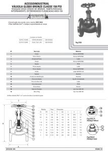 Válvula globo bronze classe 150 psi