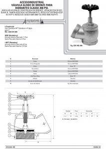 Válvula globo de bronze para hidrantes classe 200 psi