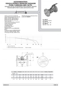 Válvula esférica tripartida passagem Plena. Flangeada ansi-150 psi