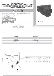 Filtro tipo “y’ para tubulações, classe 125 psi