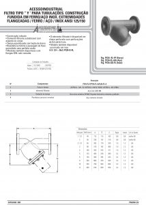 Filtro tipo "y" para tubulações. Construção Fundida em ferro/aço inox