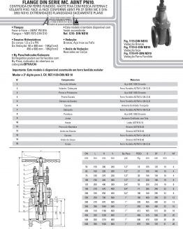 Válvula Gaveta de Ferro Fundido Haste Fixa, Flange DIN Serie MC ABNT PN 10