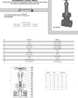 Válvula gaveta de bronze com haste Ascendente classe 300psi