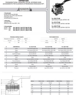 Válvula esferica classe 800 psi Tripartida