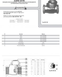 Válvula de retenção com portinhola de bronze Classe 125 psi