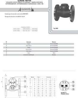 Válvula de retenção horizontal de bronze Classe 150 psi