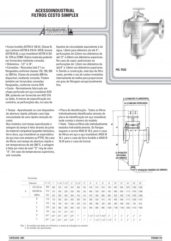 Filtros cesto simplex