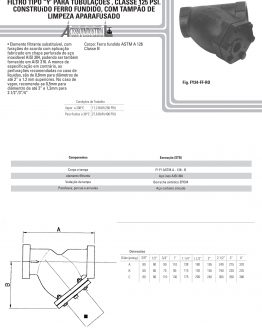 Filtro tipo “y’ para tubulações, classe 125 psi