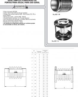 Junta de expansão metalica, Axial simples flangeadas ou Pontas para solda, para uso geral