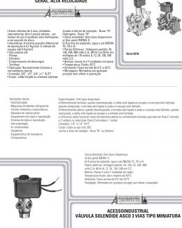 Válvula solenoide so61 asco 3 vias para uso Geral