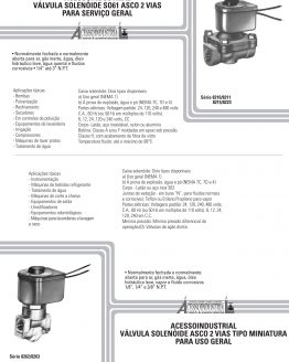 Válvula solenoide so61 asco 2 vias para serviço geral