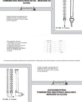 Termômetros industriais retos - mercúrio ou Álcool