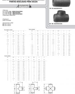 Tee normal /tee redução e cruzeta com/sem costura construídos de aço carbono/inox